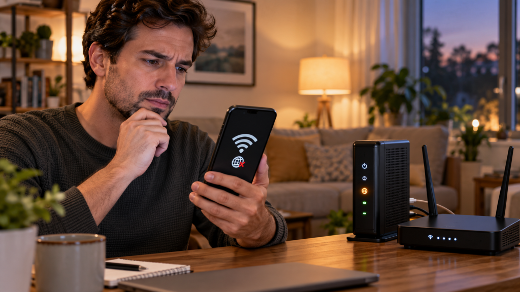 Wi-Fi connected but no internet after a router reboot.