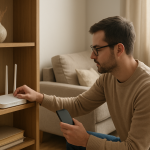 home interior showing router and dead zone area with devices