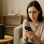 living room smart speaker disconnected troubleshooting scene with router nearby