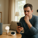 home router with smart devices showing lag symptoms in living room