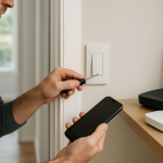 Smart Switch Missing in Google Home? How to Fix Sync home interior electrician checking smart switch wiring and router connection